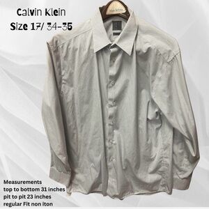 Calvin Klein Men's Light Gray Pinstripe Dress Shirt